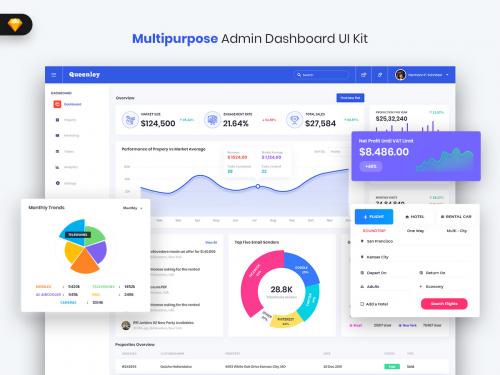 Queenley - Multipurpose Admin Dashboard UI (SKETCH) - queenley-multipurpose-admin-dashboard-ui-sketch