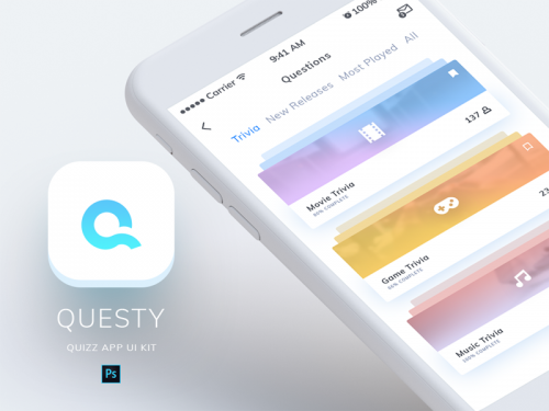 Questy - Quizz Mobile App UI Kit - questy-quizz-mobile-app-ui-kit