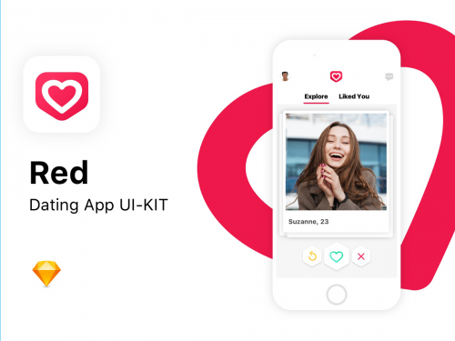 Red - Mobile Dating App UI Kit for Sketch. - red-mobile-dating-app-ui-kit-for-sketch