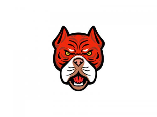 Red Tiger Bulldog Head Front Mascot - red-tiger-bulldog-head-front-mascot-3f040f27-14b6-446e-8680-e3ab9102ec9f