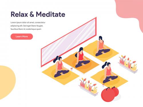 Relax and Meditate Isometric Illustration - relax-and-meditate-isometric-illustration