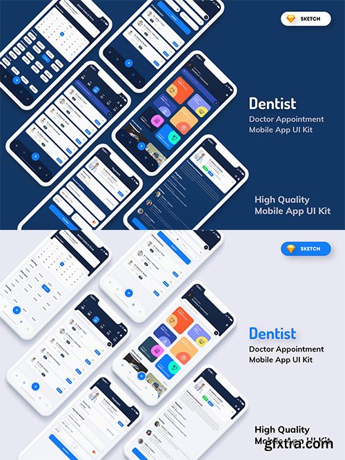 Dentist Appointment Mobile App Dark and Light Version (SKETCH)