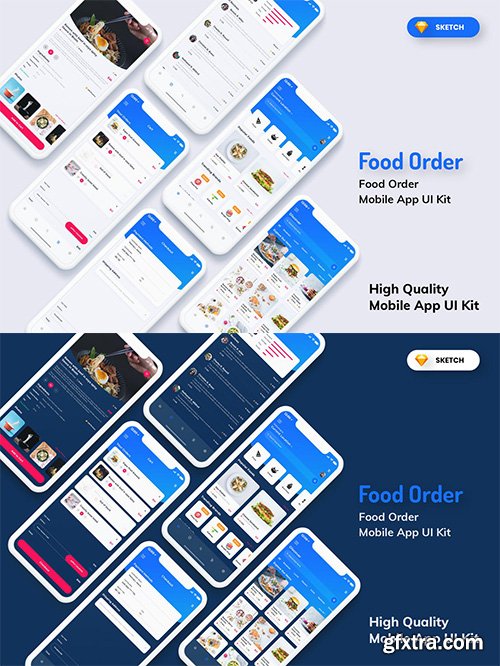 Food Order Mobile App Dark and Light Version (SKETCH)