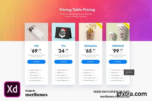 Business Pricing Table Adobe XD Template