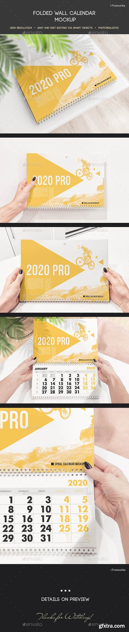 GraphicRiver - Folded Wall Calendar Mockup 25510936