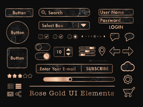 Rose Gold and Dark UI Elements - rose-gold-and-dark-ui-elements