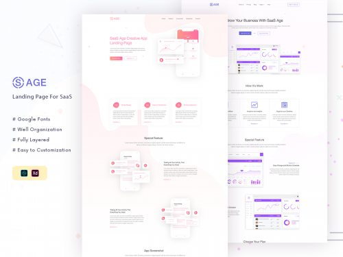 SaaS Landing XD & PSD Template - saas-landing-xd-psd-template