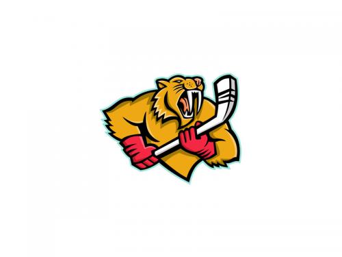 Saber Toothed Cat Ice Hockey Mascot - saber-toothed-cat-ice-hockey-mascot