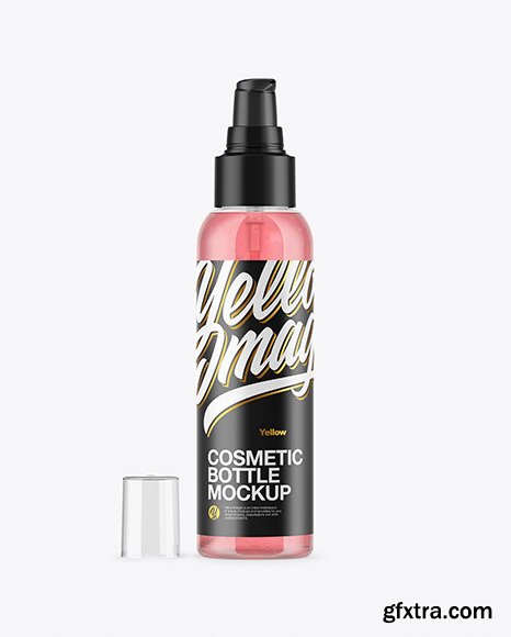 Clear Cosmetic Bottle with Gel Mockup 54670