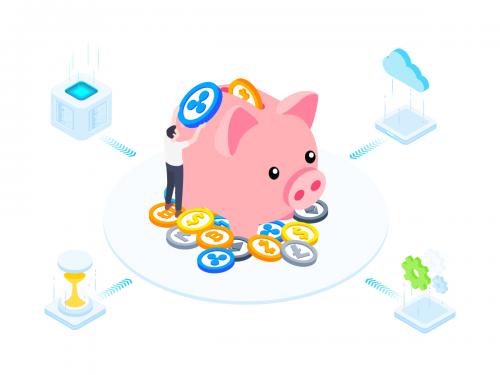 Saving Money on Blockchain Isometric Illustration 1 - TU - saving-money-on-blockchain-isometric-illustration-1-tu