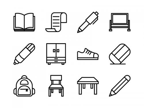 School Icon Set Outline - school-icon-set-outline