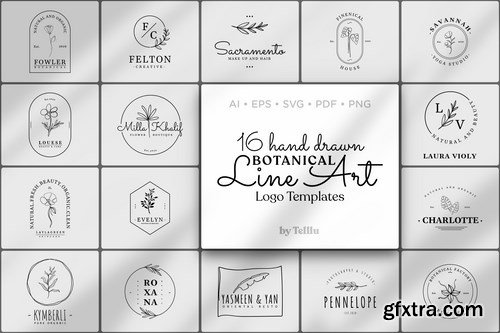 16 Botanical Line Art Logo Templates