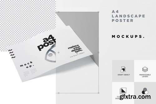 A4 Landscape Poster Mockup Templates