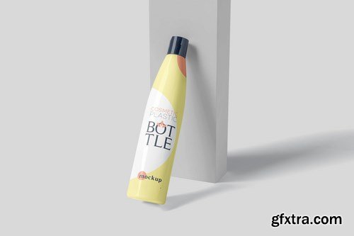 Slim Round Cosmetic Plastic Bottle Mockups