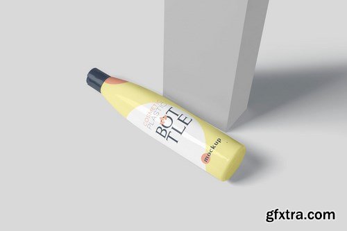 Slim Round Cosmetic Plastic Bottle Mockups