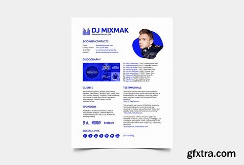 DJ Press Kit Resume Rider Template