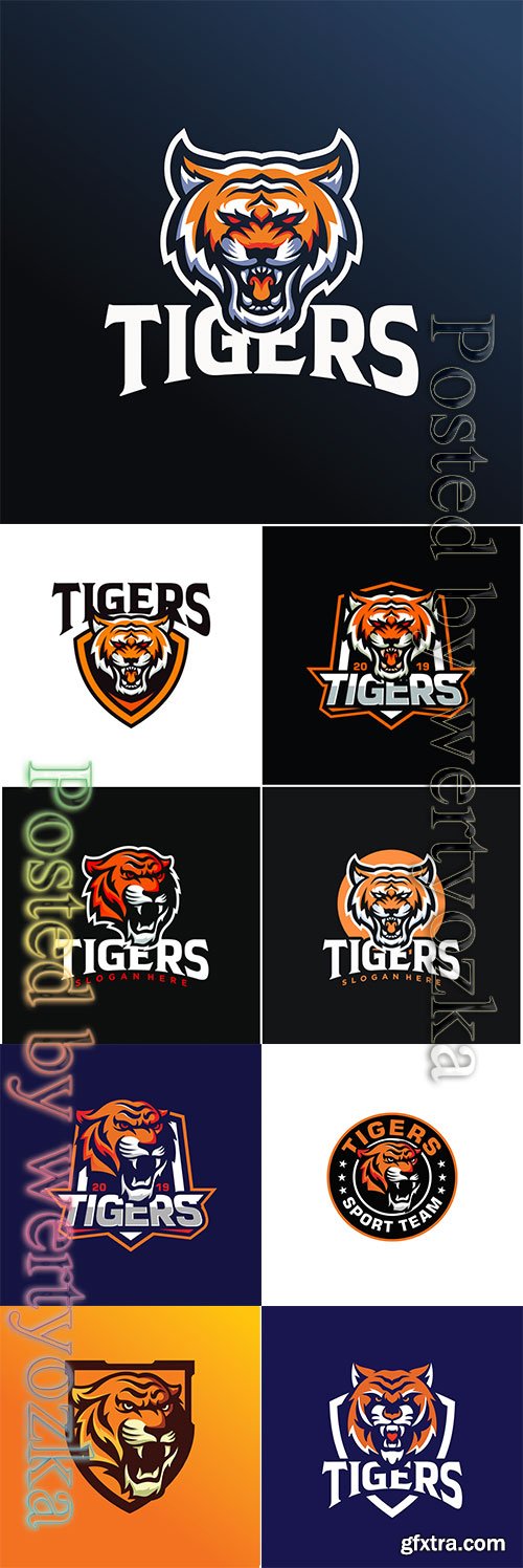 Tigers logo collection vector illustration