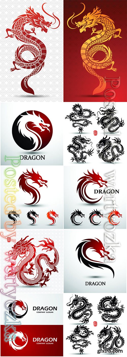 Dragon logo collection vector illustration