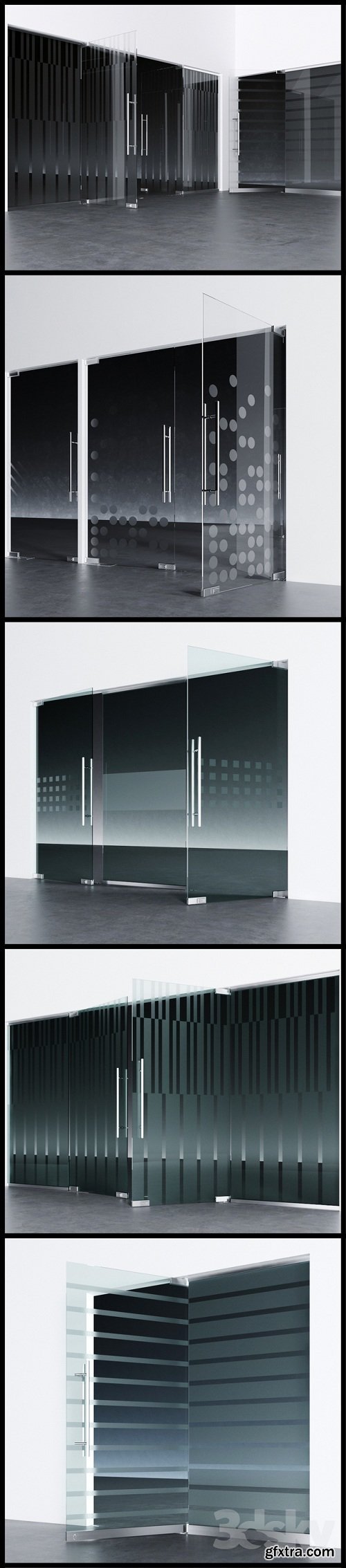 Swinging Pendulum Glass Doors for Office and Home 2 [Corona, Vray]