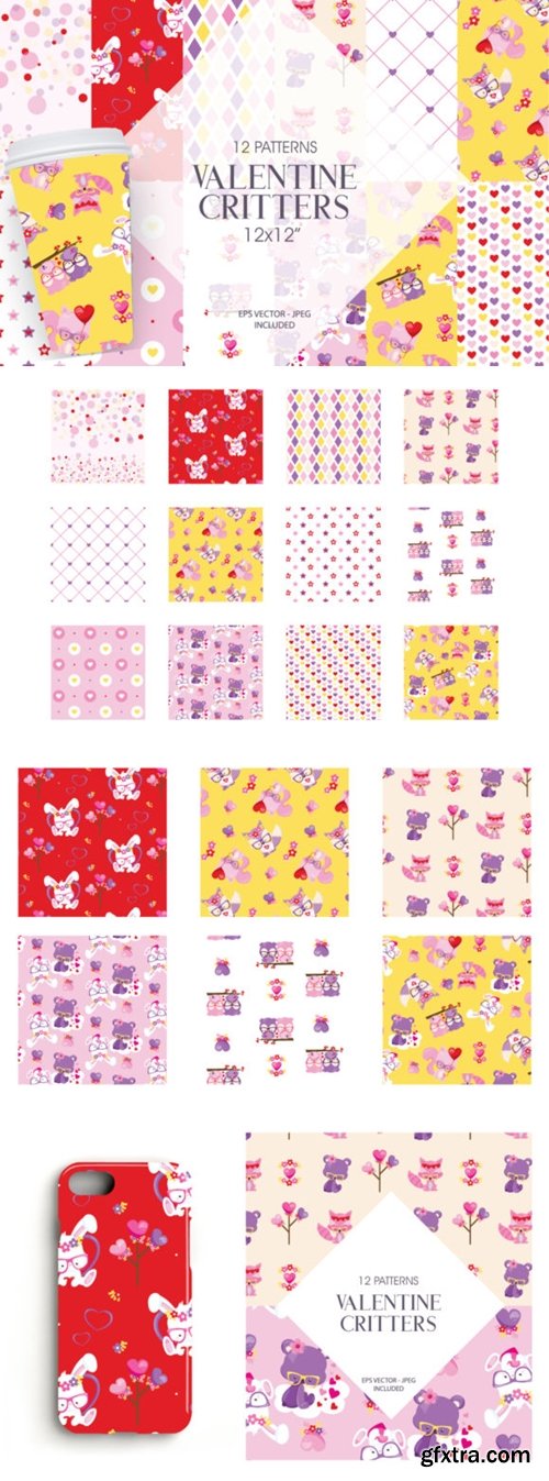 Valentine Critters Digital Paper 2643223