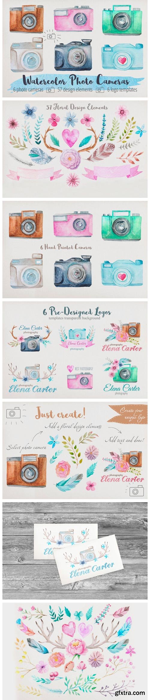 Watercolor Cameras Clip Art 2643521