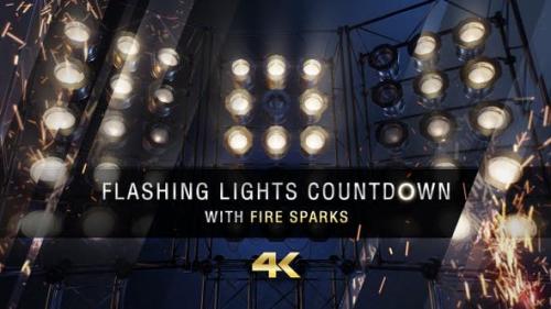 Videohive - Flashing Lights Countdown With Fire Sparks