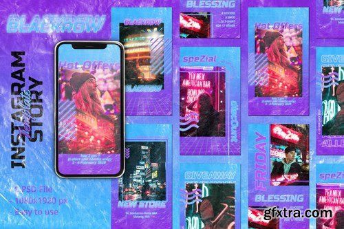 Blackrow Neon Instagram Story Template