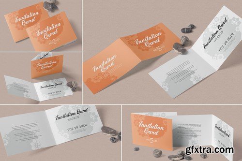 Landscape Bi-Fold Invitation Card Mockups