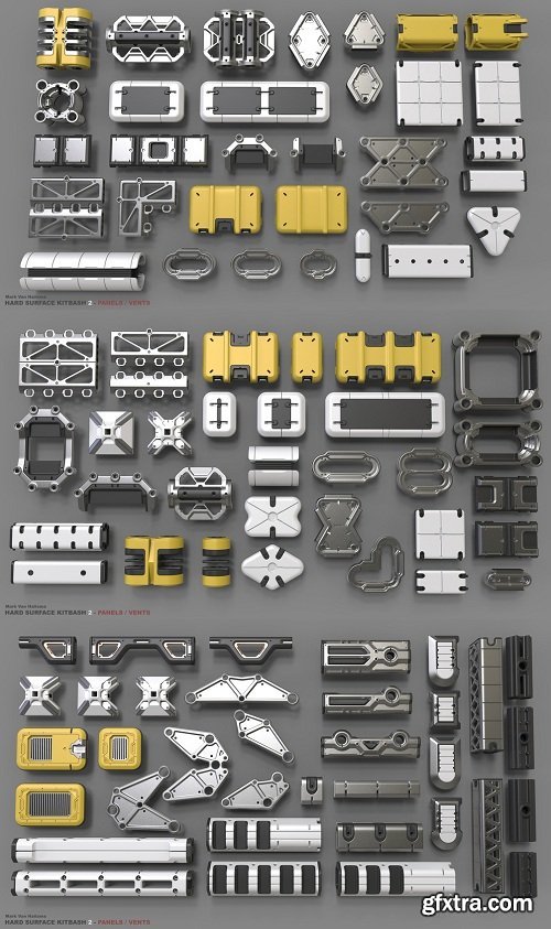 Gumroad - Hard Surface Kitbash Library 2 - Panels/Vents