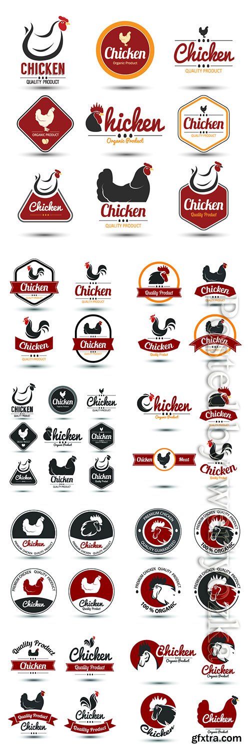 Chicken label collection vector illustration