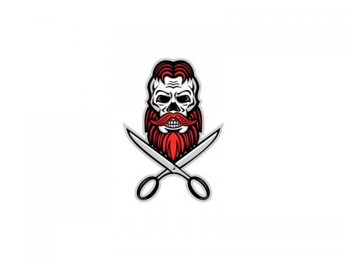 Skull Hair and Beard Scissors Mascot - skull-hair-and-beard-scissors-mascot-53355902-2703-4c0f-a17d-31e6217c6220