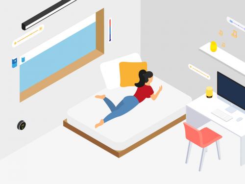 Smart Home Bedroom Isometric Illustration - smart-home-bedroom-isometric-illustration