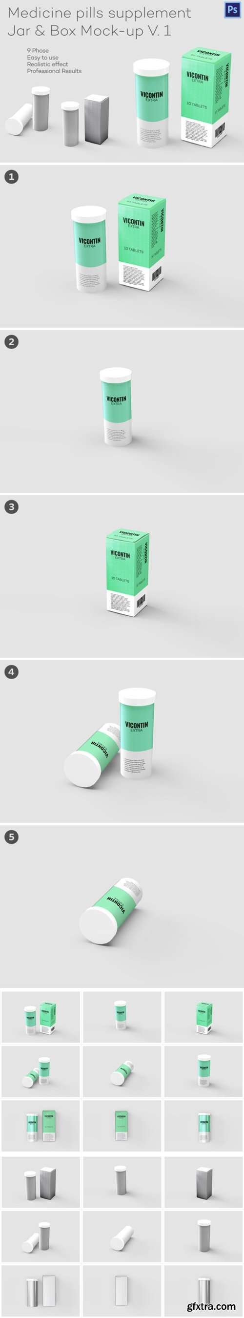 Pills Supplement Jar & Box Mock-up 2661299