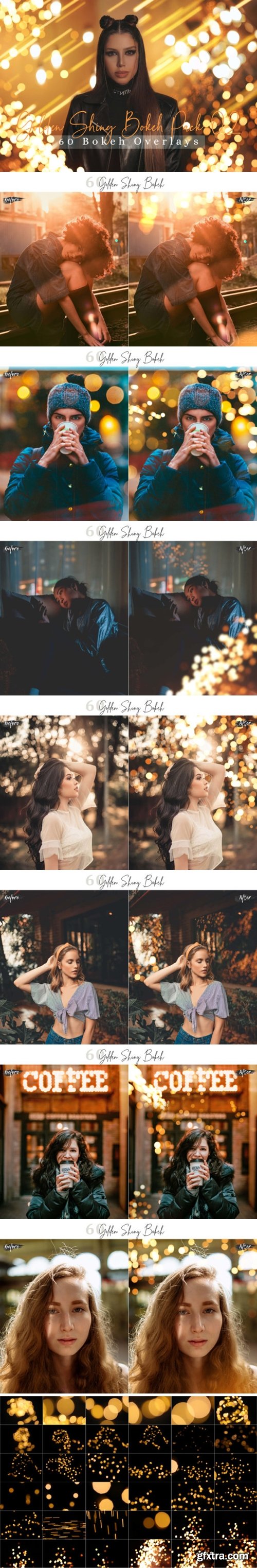 Golden Shiny Bokeh Pack 2 Lights Overlay 2658790