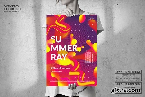 Summer Ray Party Big Poster Design