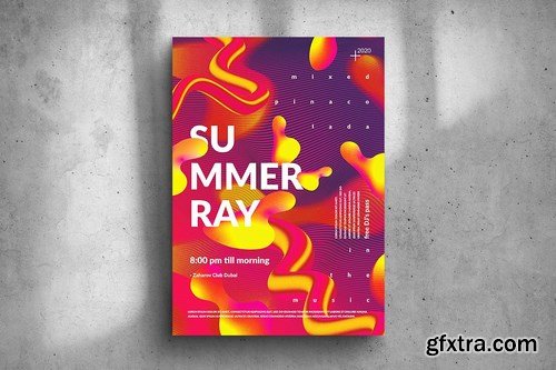 Summer Ray Party Big Poster Design