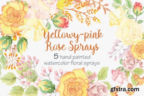 Yellowy-pink Rose Sprays Set of 5