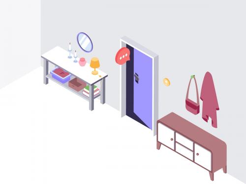 Smarthouse Voice Control Isometric Illustration - smarthouse-voice-control-isometric-illustration