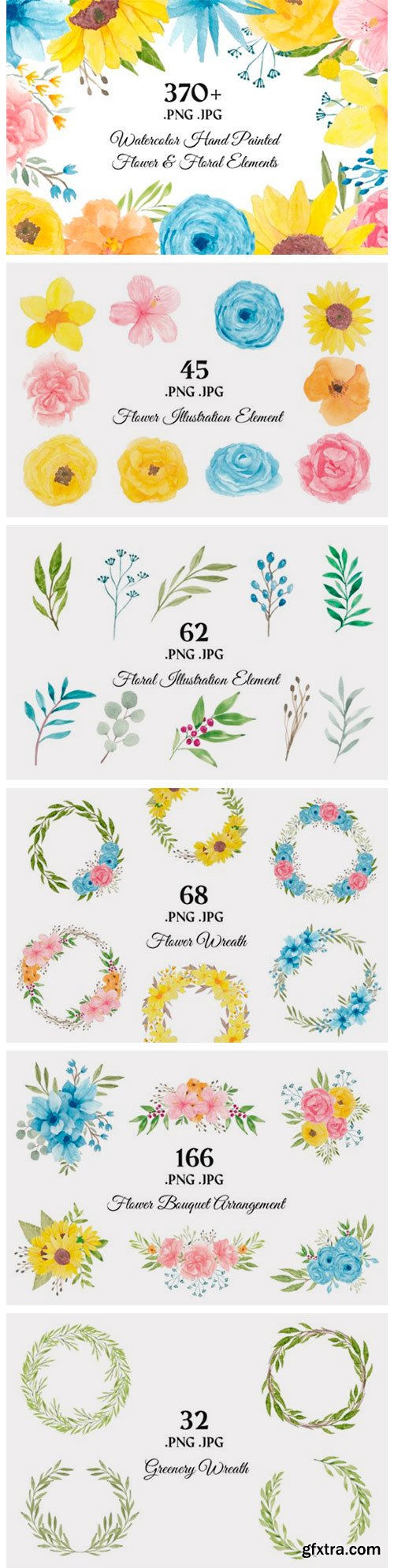 373 Flower Floral Watercolor Clip Art 2661879