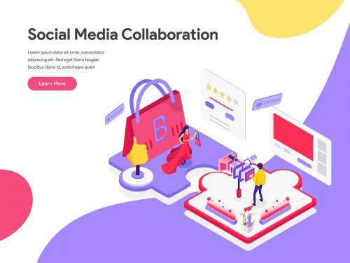 Social Media Collaboration Isometric Illustration - social-media-collaboration-isometric-illustration