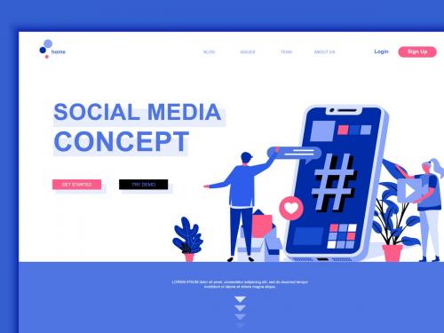 Social Media Flat Landing Page Template - social-media-flat-landing-page-template