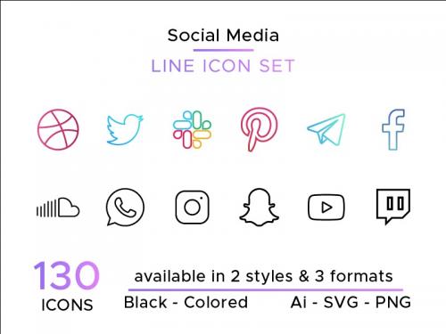 Social Media Line Icons - social-media-line-iconset