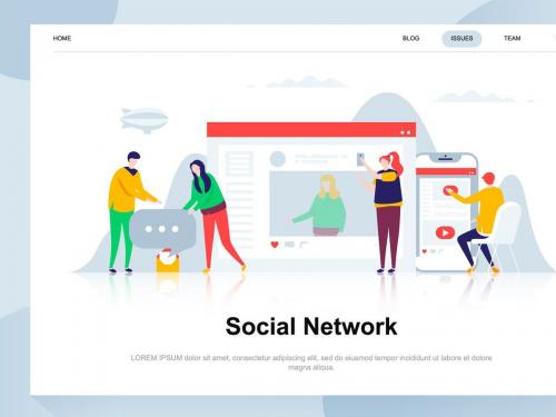 Social Network Flat Concept - social-network-flat-concept