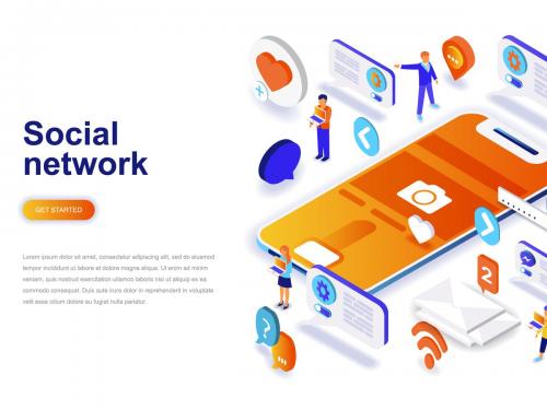 Social Network Isometric Concept - social-network-isometric-concept