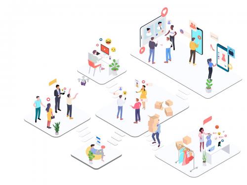 Social Network Isometric Illustration - G1 - social-network-isometric-illustration-g1