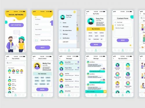 Social Network Mobile App UX and UI Kit - social-network-mobile-app-ux-and-ui-kit