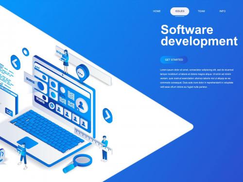 Software Development Isometric Concept - software-development-isometric-concept-1b47cc4a-2d73-4aea-83e2-1b2f493e762b