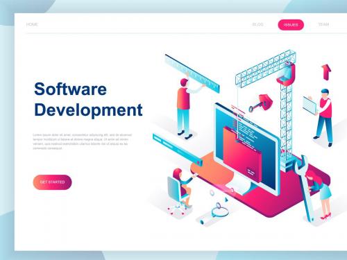 Software Development Isometric Landing Page - software-development-isometric-landing-page