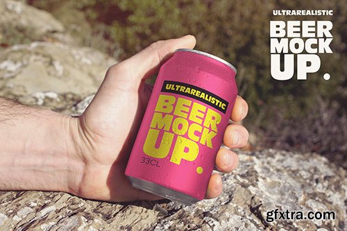 Hand Beer Can Travel Mockup