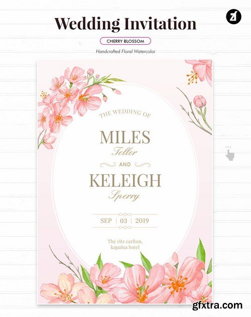 Floral Hand-drawn Watercolor Wedding Invitation